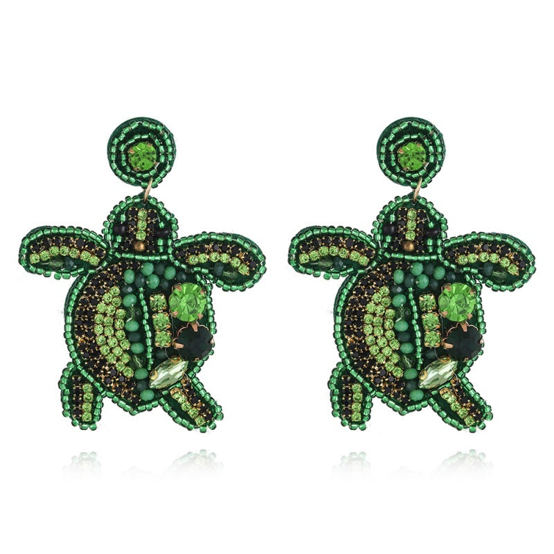 Wholesale Marine Biological Fabric Rice Beads Handmade Sea Star Shell Earrings